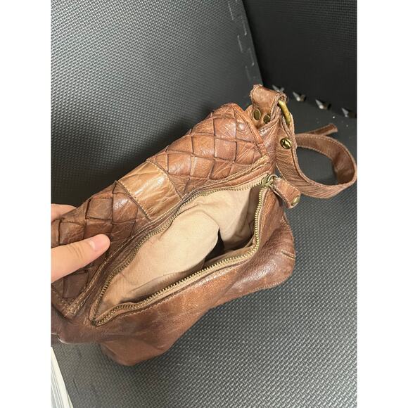 Civico 93 Taupe‎ Crossbody Basket Weave Genuine Leather Made In Italy BOHO - Picture 9 of 11